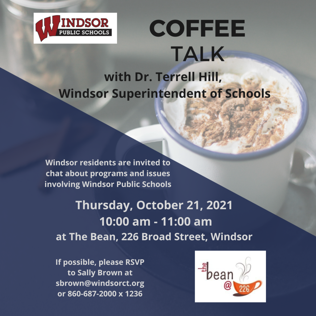 Coffee Talk on 10.21.21 . For info call 860.687.2000 ext. 1236