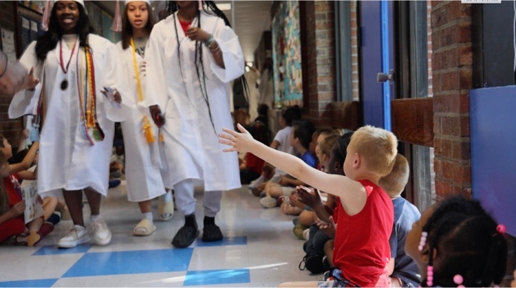 photo of class of 2023 seniors during their senior walk at Oliver Ellsworth