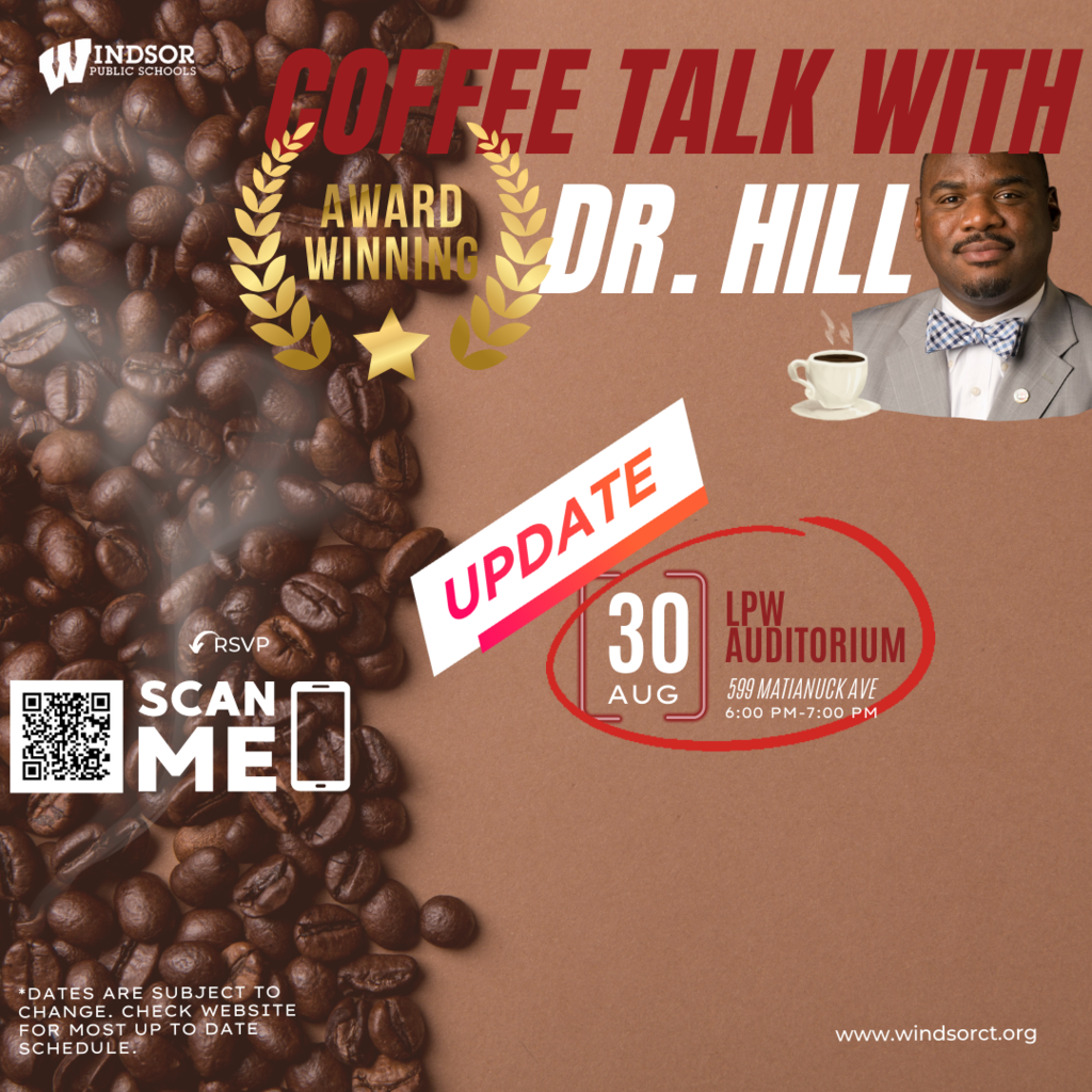 Special Coffee Talk with Dr. Hill August 30 at 6 PM